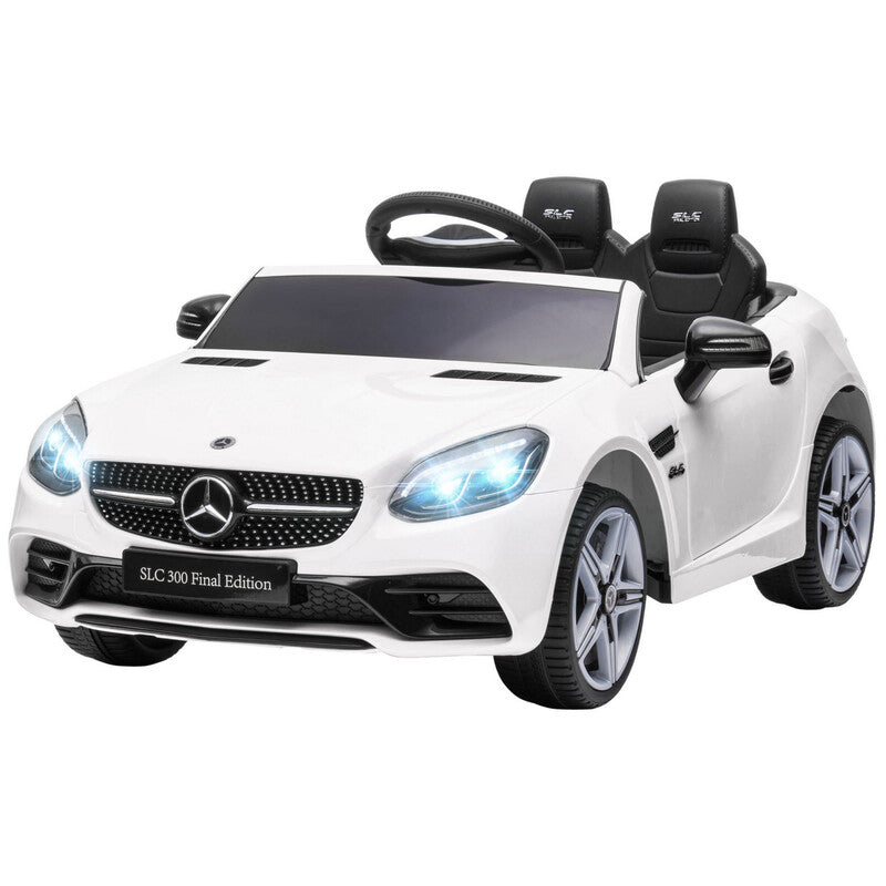 370-222V70WT AIYAPLAY Benz SLC 300 Licensed 12V Electric Car for Kids, Kids' Electric Ride on with Parental Remote, Music Lights, Suspension Wheels for 3-6 Years, White MegaBDM