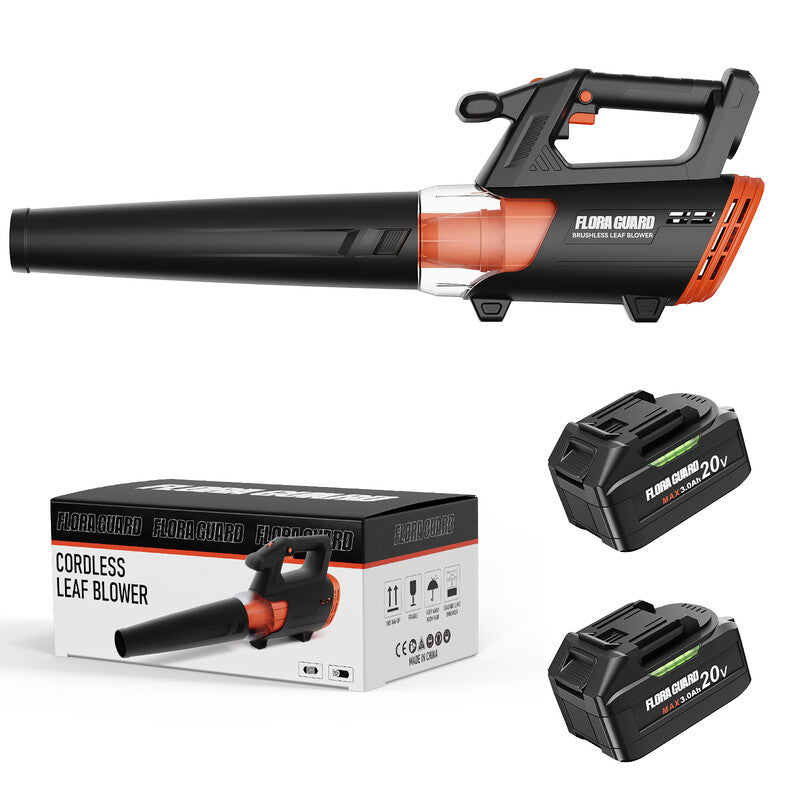 FLORA GUARD Cordless Leaf Blower with 2 x 4000mAh Batteries & Charger – 600 CFM/190 MPH, Brushless Motor, 6 Speeds, Lightweight, Compatible with Dewalt 20V Max MegaBDM