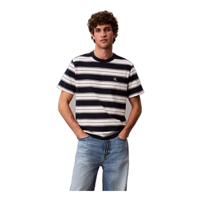Calvin Klein Jeans Men Cotton Stretch Stripe T-Shirt - Dark Sapphire MegaBDM