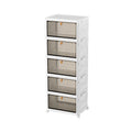 COIZYZZL Mobile Collapsible Storage Cabinet on Wheels, Clear Door Dustproof Cabinet, Multifunctional Storage Organizer for Home Bedroom Apartment Office-Large storage cabinet 5-Layer MegaBDM