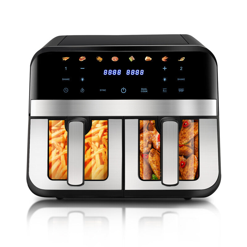 OYAJIA Chamber Air Fryer, Independent Temperature Control for Two Baskets Digital Touch Screen, Chicken Steak, Vegetables, Family Kitchen Gadget MegaBDM