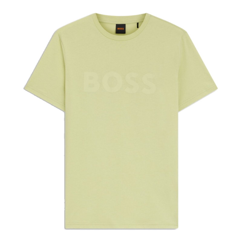 BOSS Cotton-Jersey T-Shirt with Large Logo Print - Medium Beige MegaBDM