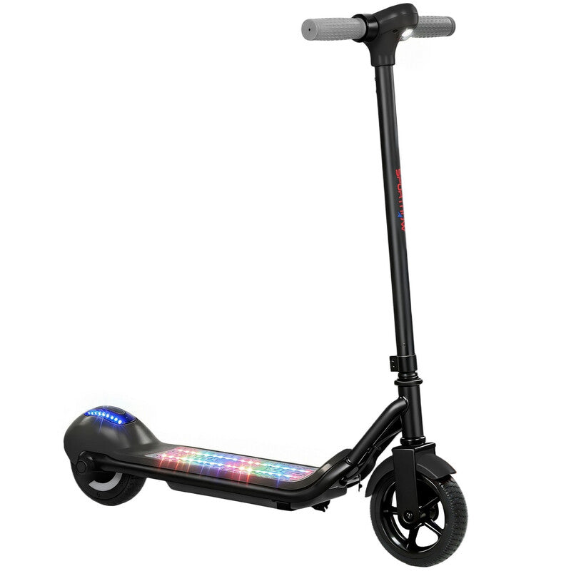 AA1-133V70BK SPORTNOW Electric Scooter for Kids, Lightweight Kids Scooter for Age 6-14 with LED Display, RGB Lights, Up to 10km/h, Maximum Range 8km, Kick-to-Start, for Boys and Girls, Black MegaBDM