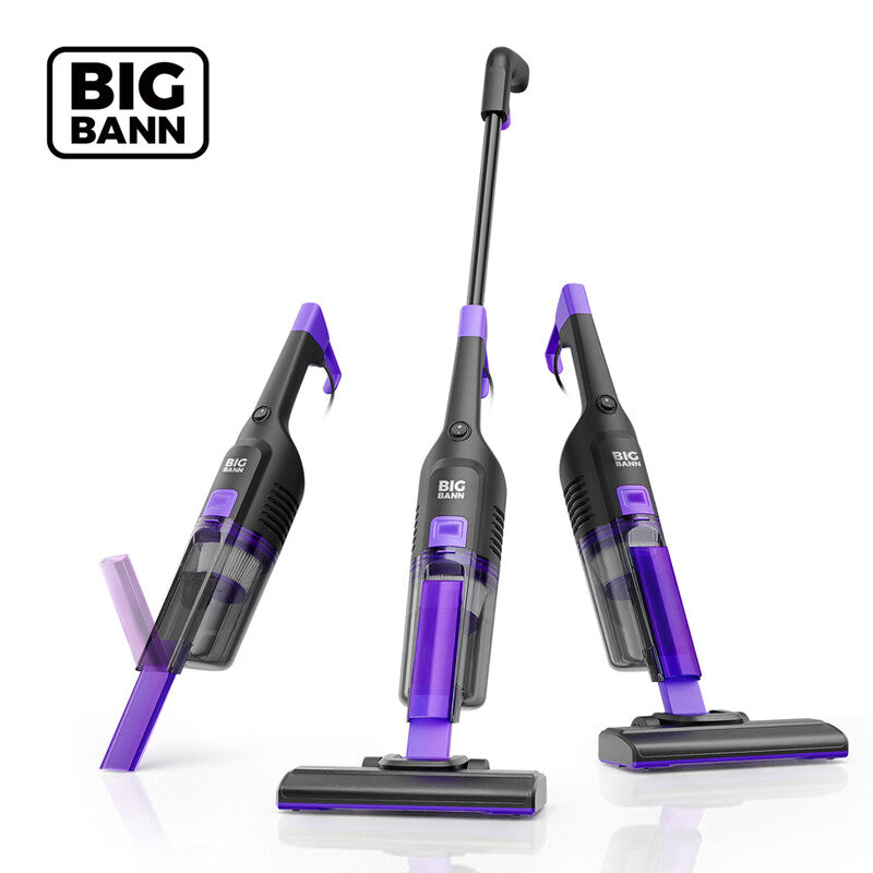 BIGBANN 3-in-1 Stick Vacuum Cleaner, Lightweight Corded Handheld Vacuum with 18kPa Suction, Upright Storage, 5m Cord, HEPA Filter for Hard Floor, Pet Hair and Small Spaces, Black,Flit F MegaBDM