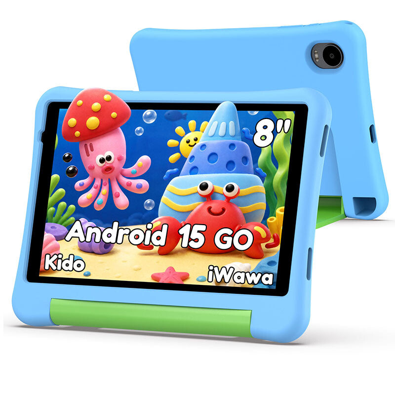 [Early Bird £65 | First 10 Only] Alldocube Kido Children's Tablet with Blue protective case, 8 Inch Android 15, Child Lock, Unisoc T310, 3GB+32GB, 5G WiFi, 5000mAh, 2 Speakers, 3.5 mm Socket, Front 2MP+Rear 5MP, no Adapter MegaBDM