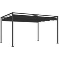 Outsunny 4 x 3(m) Metal Outdoor Pergola with Retractable Roof, Outdoor Gazebo Canopy Shelter with Drainage Holes for Garden, Patio, Lawn, Black MegaBDM