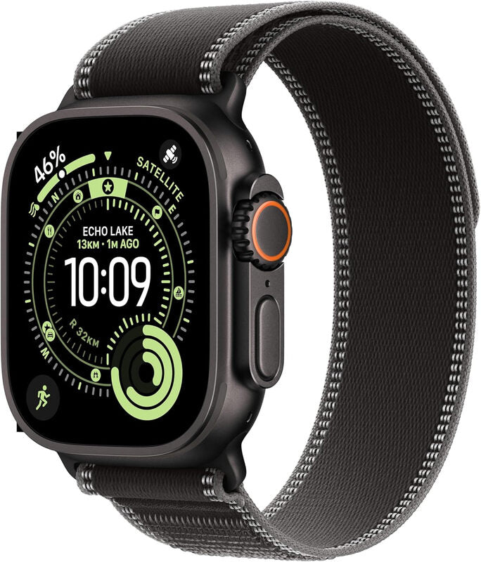 Apple Watch Ultra 3 GPS + Cellular 49mm Black Titanium Case with Black/Charcoal Trail Loop - S/M MegaBDM