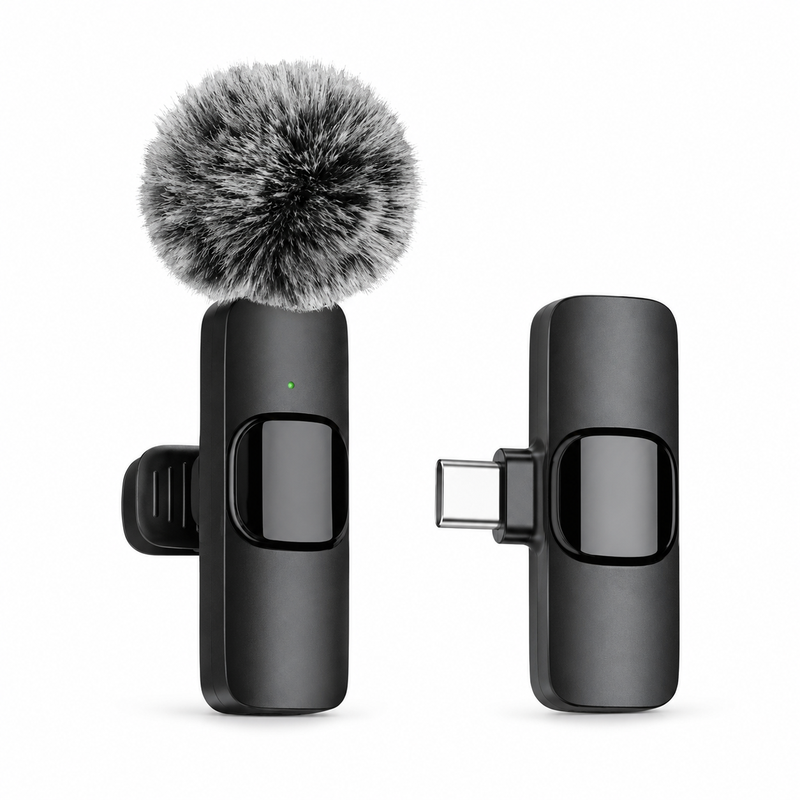 Verbex K9-Black Wireless Mini Microphone for Live Streaming, Recording, and Interviews - All-in-One Wireless Lavalier Microphone with Type-C Interface MegaBDM