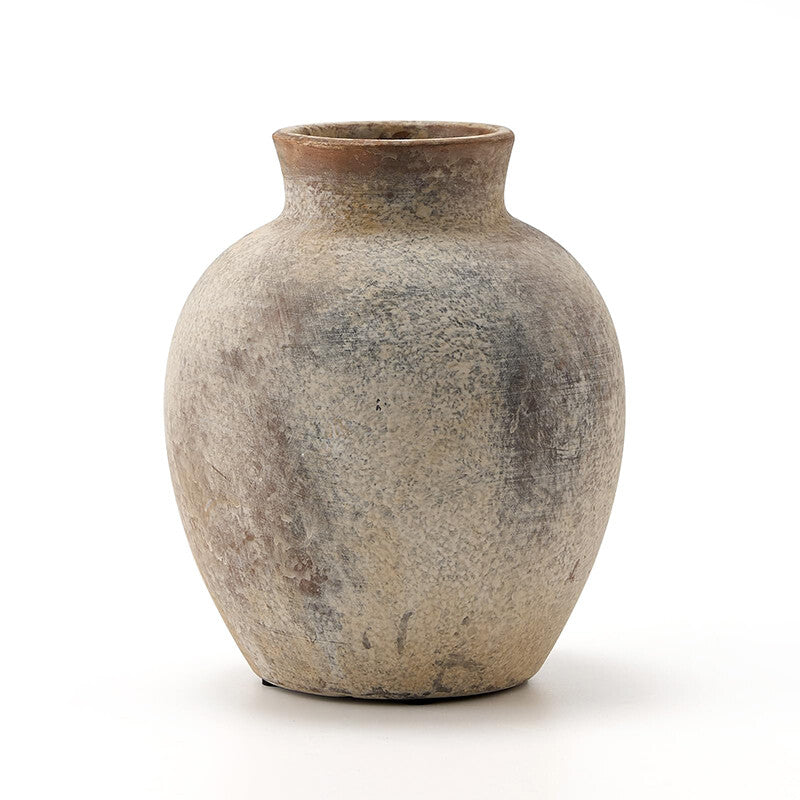 1pc/15.3cm 6in Rustic Ceramic Flower Vase 6 Inch Cute Bohemian Style Home Decor Terracotta for Living Room Table Shelf Fireplace Decor Farmhouse Gray