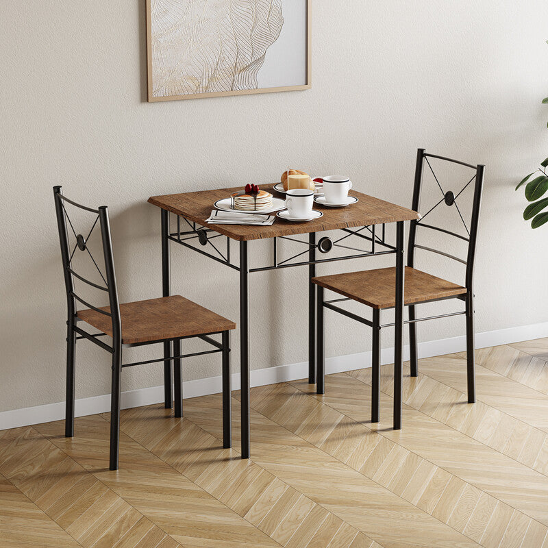 Vida Designs Roslyn 2 Seater Dining Set, Dark Wood MegaBDM