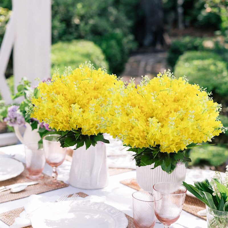 4Pcs 13.8in/35cm Artificial Hyacinth Flower Bouquet, Silk Hyacinth Flowers Fake Flower with Stem Faux Hyacinth Flowers for Home Office Wedding Decoration (yello) MegaBDM