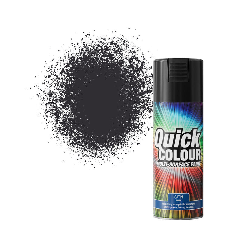 Rust-Oleum Quick Colour Multi Surface Spray Paint Black Satin 400Ml MegaBDM