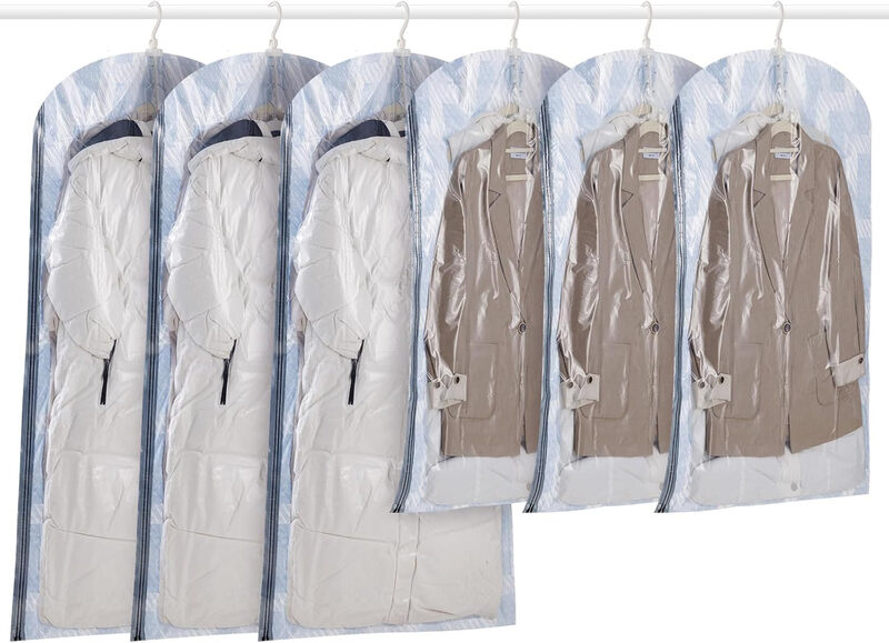 TAILI Hanging Vacuum Storage Bags Space Saver Bags, Vacuum Sealer Bags for Clothing, Suits and Jackets, Closet Organizers and Storage, (3 Long, 3 Short) Blue MegaBDM