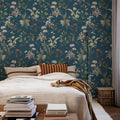 Murgall Falling Flowers Peel and Stick Wallpaper Blue 44x305cm 1 Roll MegaBDM
