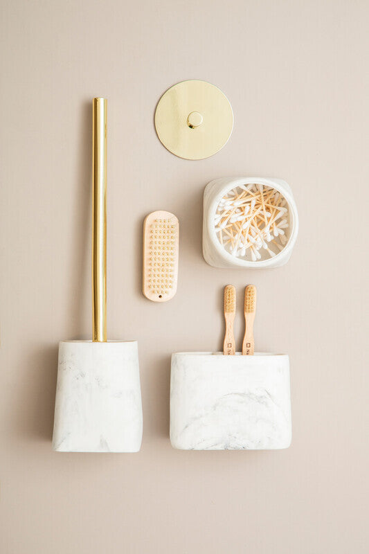 Maison by Premier Marble Finish Cotton Jar With Knob Handle, Sturdy Polyresin Container With Round Lid, Stylish Cotton Holder MegaBDM