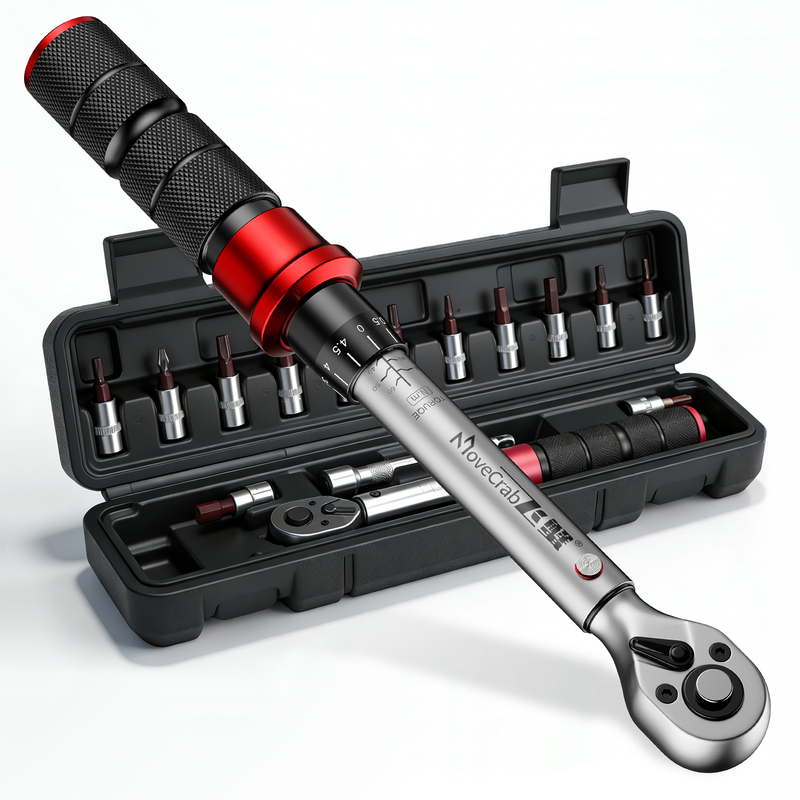 MoveCrab Professional 15Pcs 1/4 Inch Dual Direction Bicycle Torque Wrench Set 2-20N.m Mechanical Kit for Precision Bike Repair MegaBDM