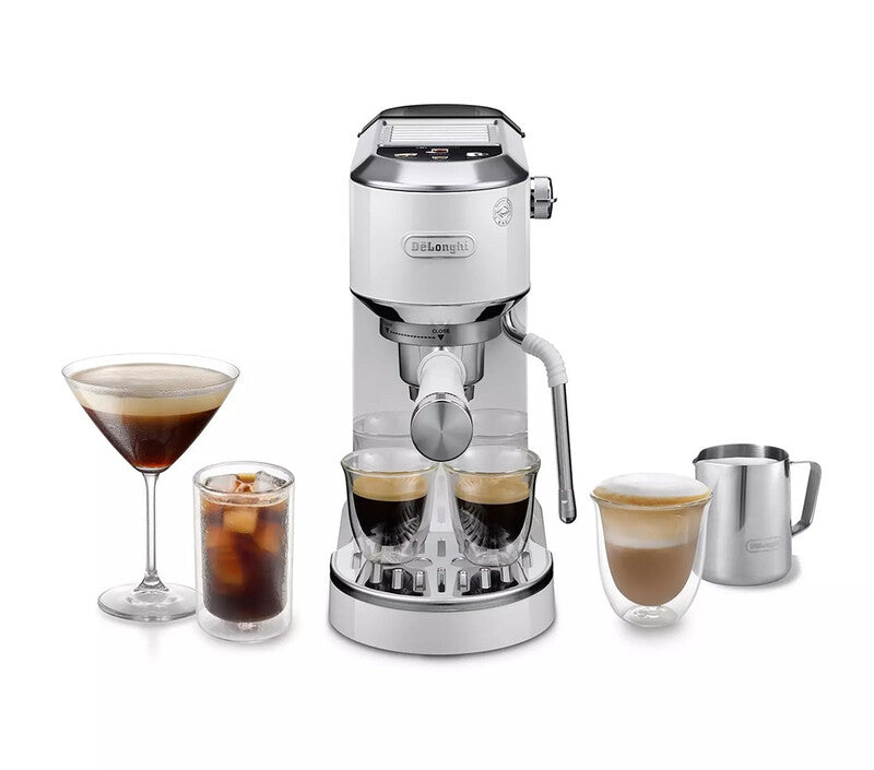 De'longhi Dedica Duo, Pump Espresso Machine with Cold Brew & Advanced Milk Steam Wand, Iced Coffee, White - EC890.W MegaBDM