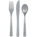 Unique Party Plastic Cutlery Set (6 Forks, 6 Knives, 6 Spoons) Silver MegaBDM