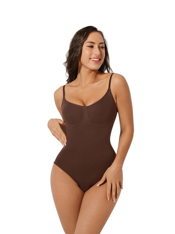 FeelinGirl Everyday Wear Seamless Comfortable Hip-Hugging Panties Ruched Bust Bodysuit for Women XL/XXL Brown, Couple Gift Perfect Gift MegaBDM