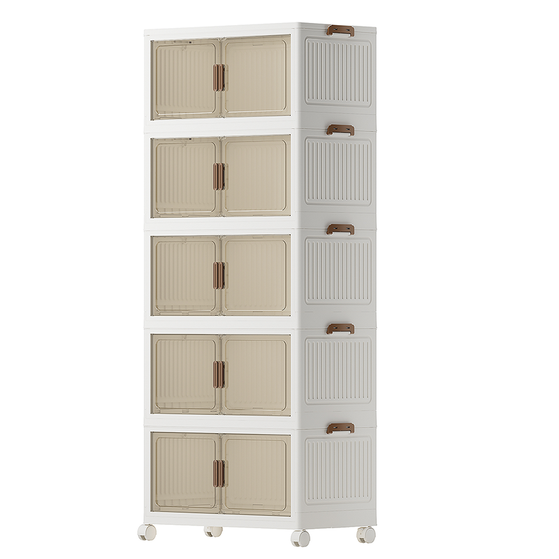 COIZYZZL No Installation Storage Cabinet - Width 55cm,5layers - With Wheels, Foldable, Magnetic Attraction, Large Capacity - Nightstand, Storage Boxes for Living room/Bedroom/Kitchen MegaBDM