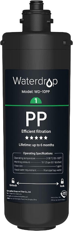 Waterdrop WD-10PP Under Sink Water Filter, Replacement TSA 3-Stage Water Filter System, TSB 3-Stage Undersink Water Filter System MegaBDM