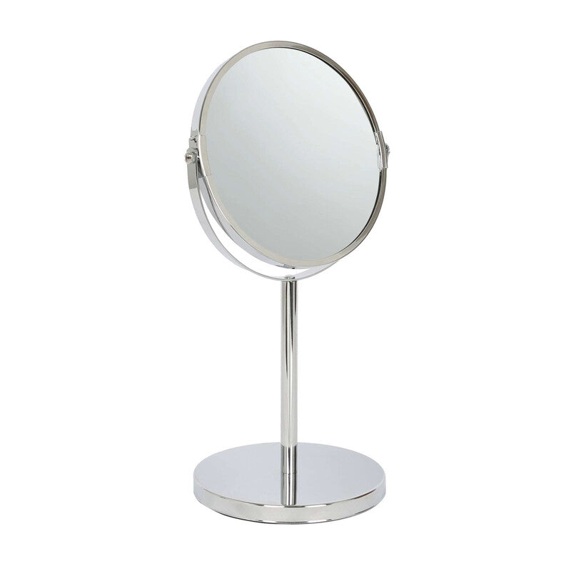 Harbour Housewares Pedestal Mirror - 2x Magnifying - Dual Sided - 18.5 x 34.5cm - Chrome MegaBDM