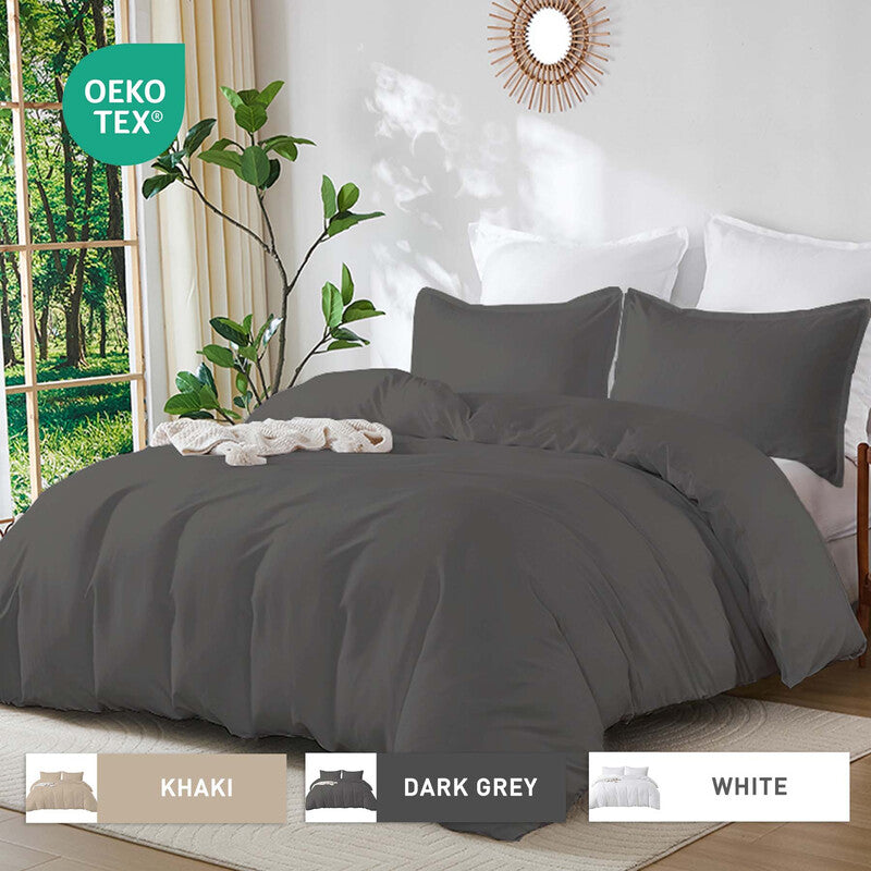 LEBONSOIR Dark Gray Bedding Duvet Cover Set, 260x220cm/60x80cmx2 Breathable Durable Soft Comfy, with Zip, 3 Pieces, Includes 1 Duvet Cover & 2 Pillowcases, NO Comforter MegaBDM