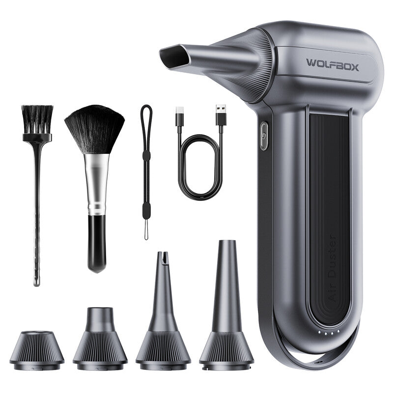 WOLFBOX MF100 Compressed Air Duster 150000RPM Super Power Electric Air Duster Rechargeable Long-Life Air Blower