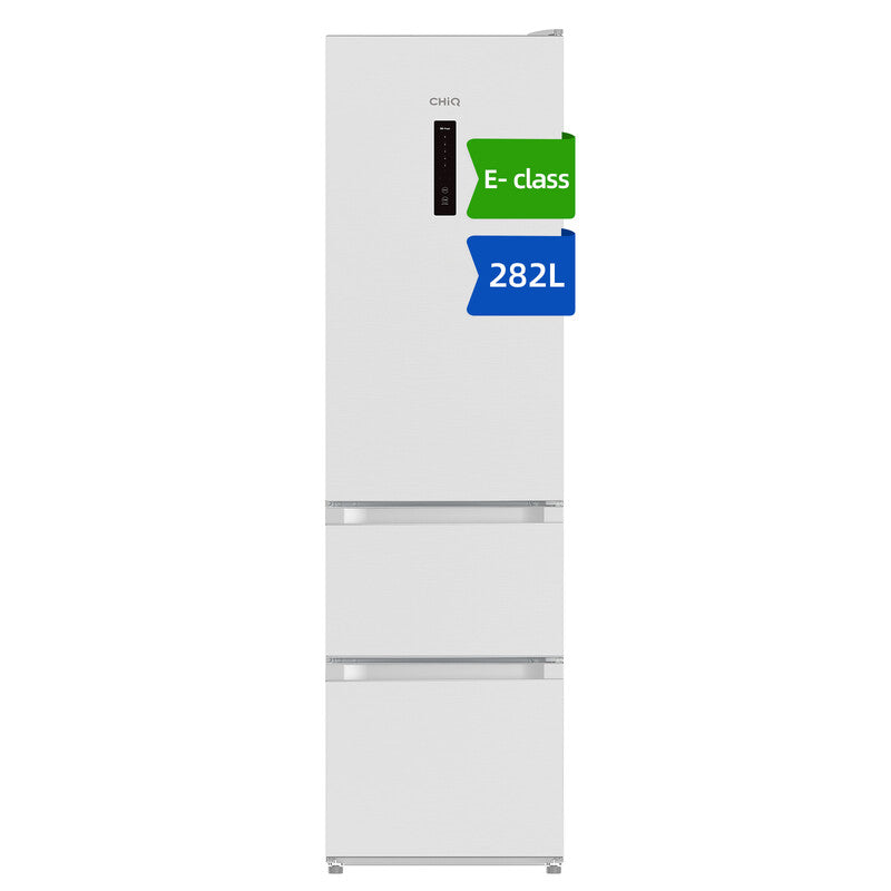 CHiQ JKR282WWE 282 L 54 cm Wide Black White No Frost 3-Door Fridge Freezer with Freezer Drawers, E Rated MegaBDM