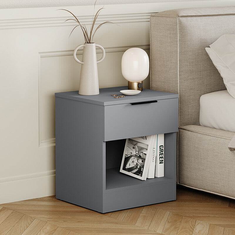 Vida Designs Trega 1 Drawer Bedside Chest, Grey MegaBDM