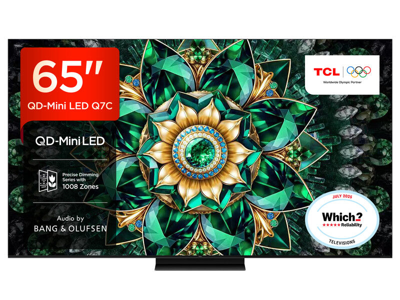 TCL 65"Q7C QD-Mini LED 4K HDR Smart Google TV-65Q7C(Up to 2048 Local Dimming Zones, 144Hz Native Refresh Rate, Audio by Bang & Olufsen) MegaBDM