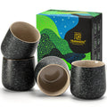 TEANAGOO Ceramic Japanese Tea Cup, 6.9oz/205ml, Charcoal Grey, H17, 4 Pcs/Box, Asian Tea Cup Set, New Year Sale, Top Gift Picks MegaBDM