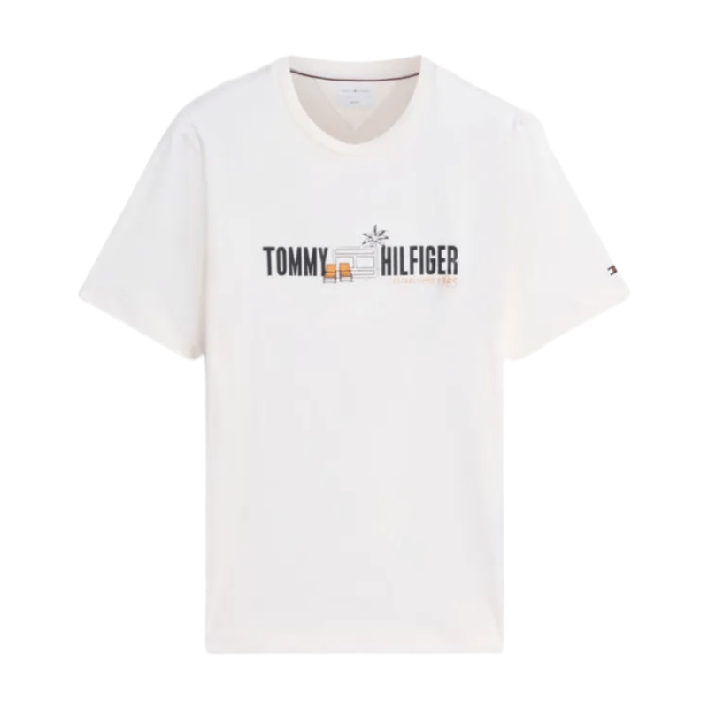 Tommy Hilfiger Logo Graphic Jersey T-Shirt - Ivory Petal MegaBDM