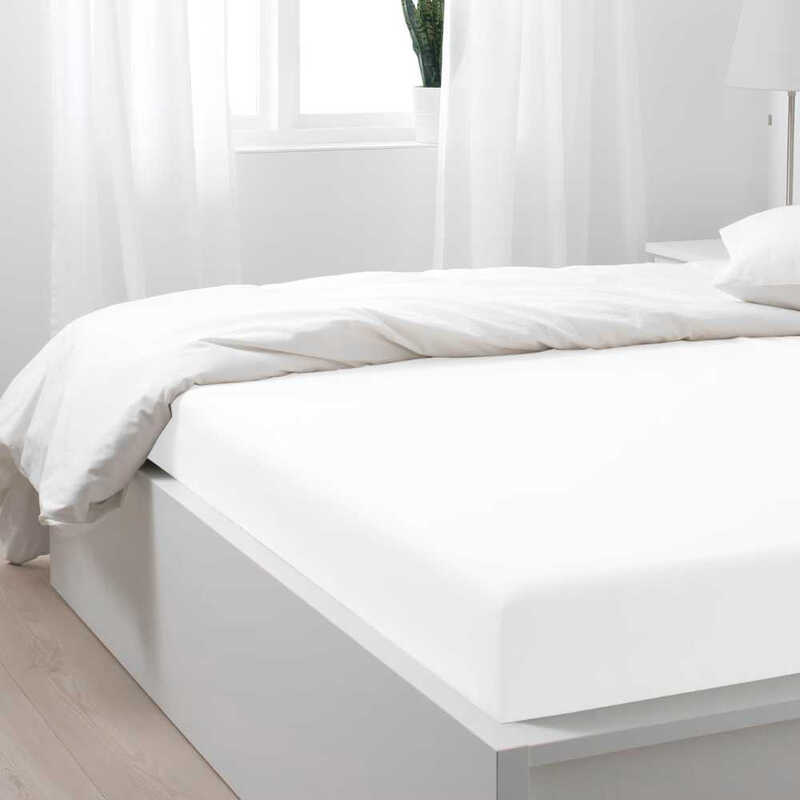 NightComfort Fitted Sheet Non Iron Polycotton Deep Fit 35cm White Double MegaBDM