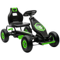370-256V00GN HOMCOM Pedal Go Kart, Children Ride on Racer with Adjustable Seat, Inflatable Tyres, Shock Absorb, Handbrake, for Ages 5-12 Years - Green MegaBDM