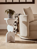 Fifty Five South Side Table Walsa Abstract Solid Mango Wood Whitewash MegaBDM