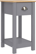 Galano Lilly Bedside Table - Slim Side Table with Storage, Organizer and Cabinet for Bedroom, Hallway or Entryway – Cool Grey/Beaufort Oak MegaBDM