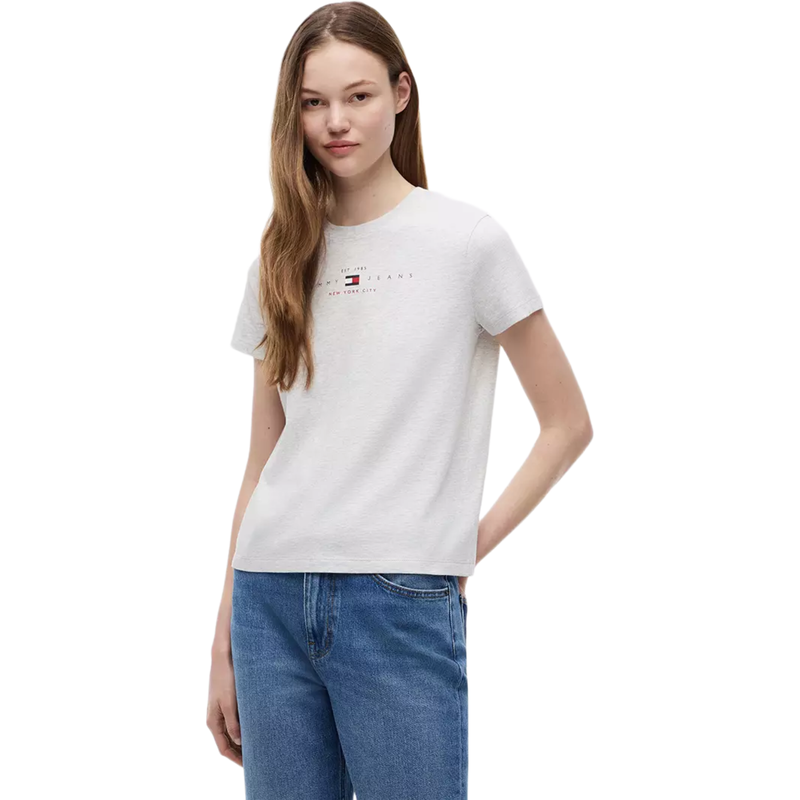 Tommy Hilfiger Jeans Women Logo Lightweight T-Shirt - Ice Grey Heather MegaBDM