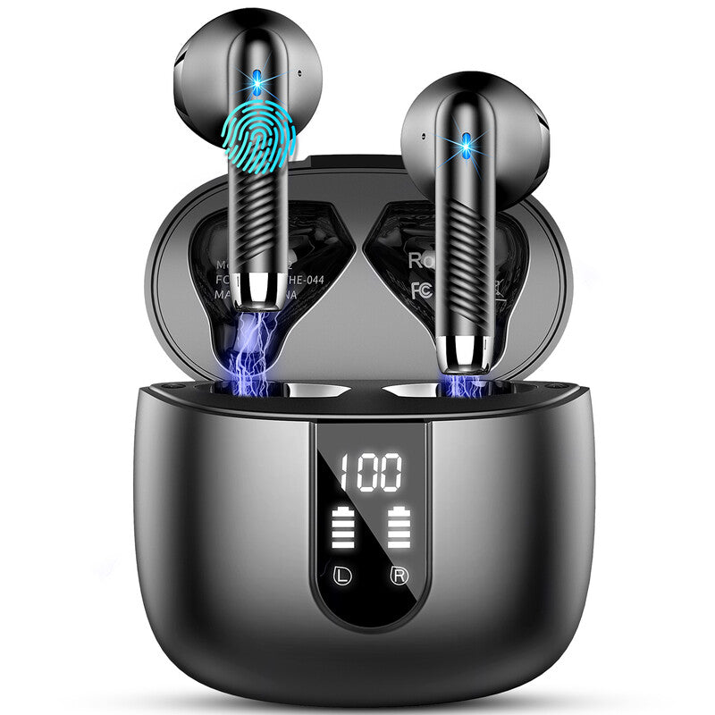 Drsaec Wireless Bluetooth Headphones, Bluetooth 5.4 HiFi Stereo Headphones, 56H Wireless Bluetooth Headset with ENC Noise Reduction, LED Display, USB-C, Touch Control, IP7 Waterproof Earphones MegaBDM