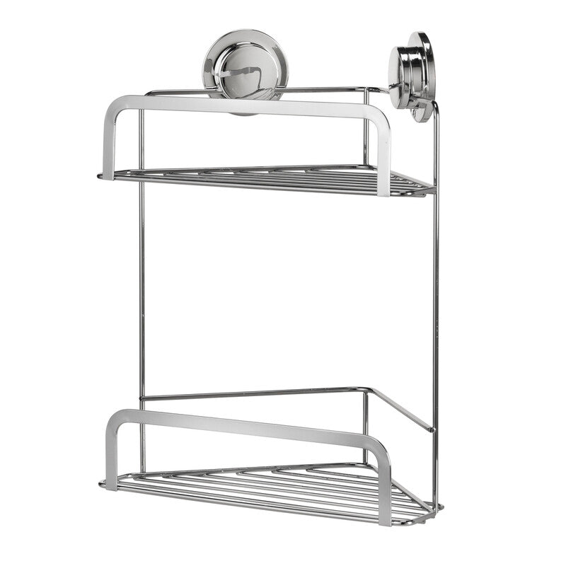 Croydex Stick 'n' Lock 2 Tier Corner Shower Caddy - Chrome MegaBDM