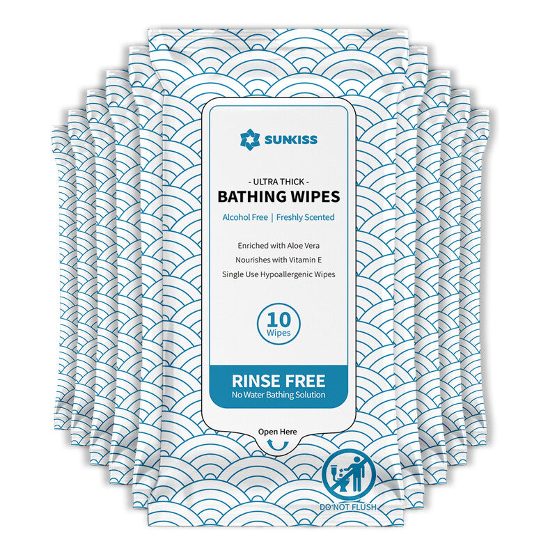 SUNKISS TrustPlus Bathing Wipes with Aloe, Extra Thick 8"x12" Body Cleansing Wipes for Adults Sensitive Skin, Camping, Travelling, Gym, Caring, 40 Count MegaBDM