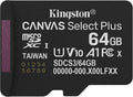 Kingston Canvas Select Plus microSD Memory Card 64GB micSDXC Gen3 100R A1 Single Pack w/o ADP - SDCS3/64GBSP MegaBDM