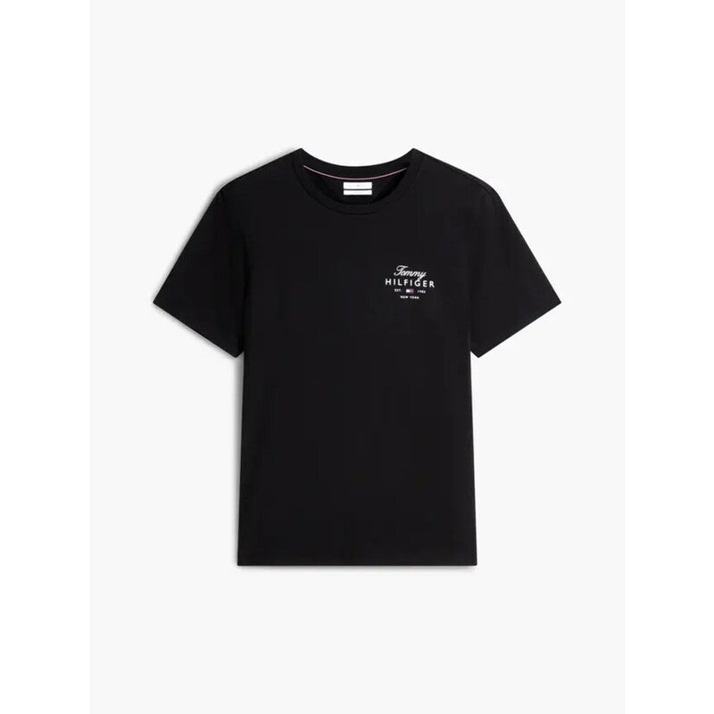 Tommy Hilfiger Logo Jersey Crew Neck T-Shirt - Black MegaBDM