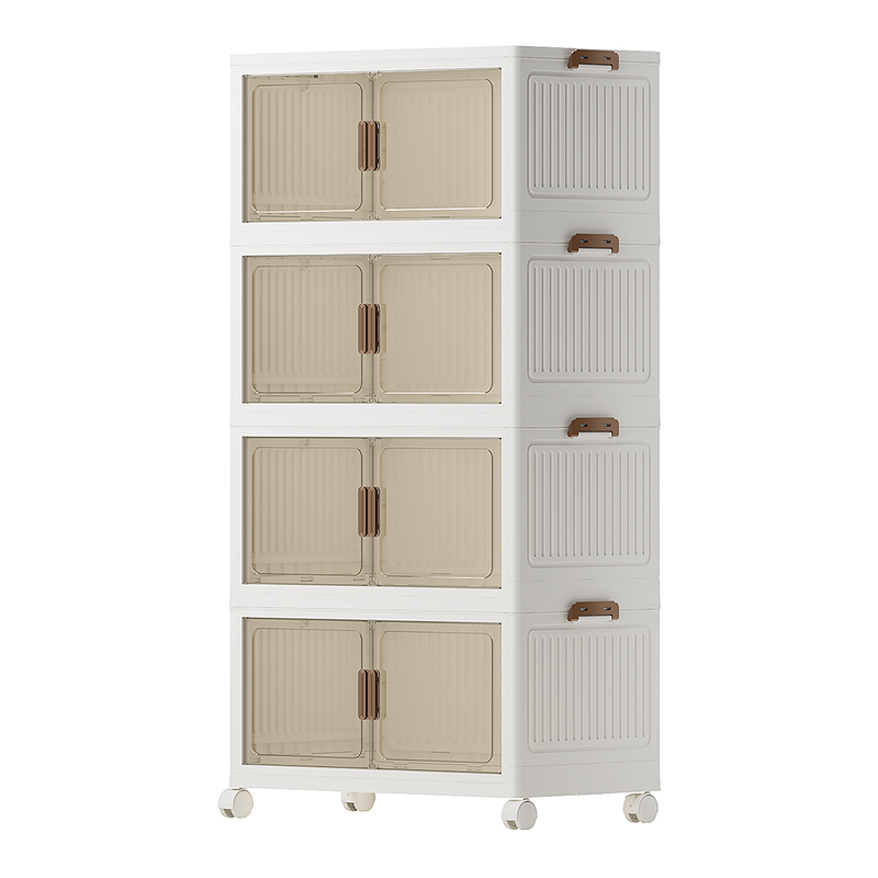 COIZYZZL No Installation Storage Cabinet - Width 55cm,4layers - With Wheels, Foldable, Magnetic Attraction, Large Capacity - Nightstand, Storage Boxes for Living room/Bedroom/Kitchen MegaBDM