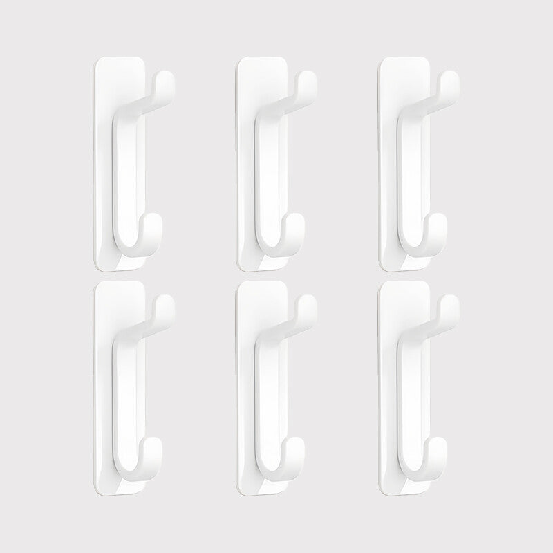 JORDAN&JUDY No-Drill Strong Adhesive Hooks, 6-Pack, Stainless Steel, Damage-Free, Over-Door Storage, White MegaBDM