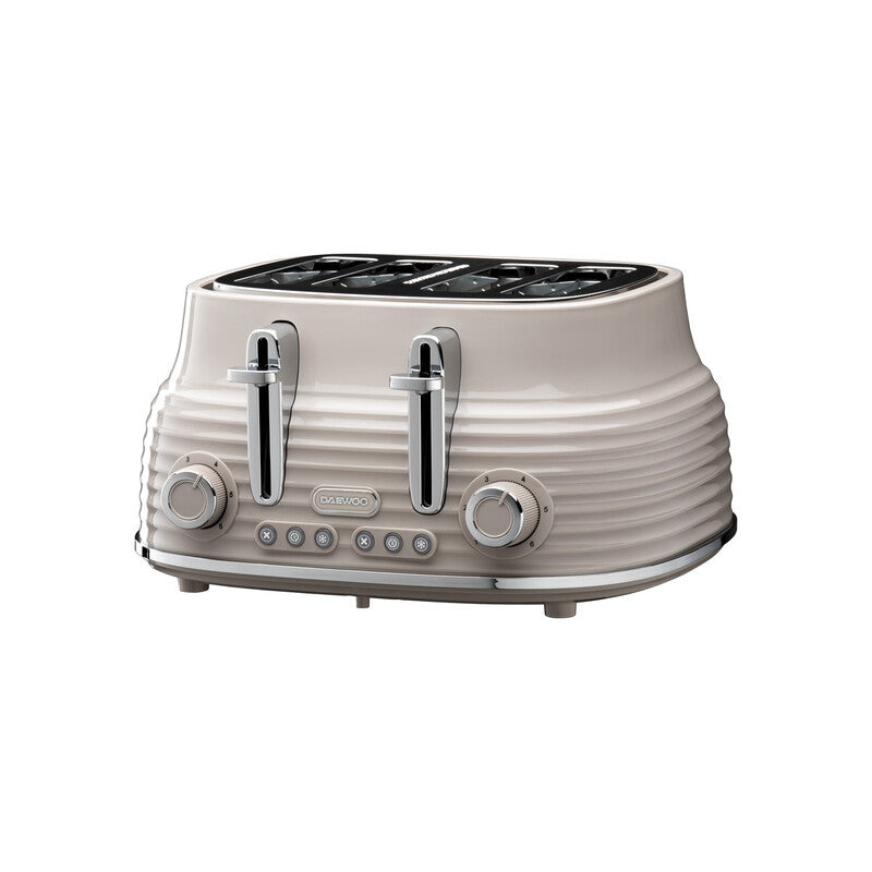DAEWOO Sienna 4 Slice Retro Toaster, Wide Slots - Taupe, SDA2485GE MegaBDM