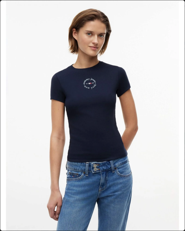 Tommy Hilfiger Jeans Playera Slim Para Mujer - Dark Night Navy MegaBDM