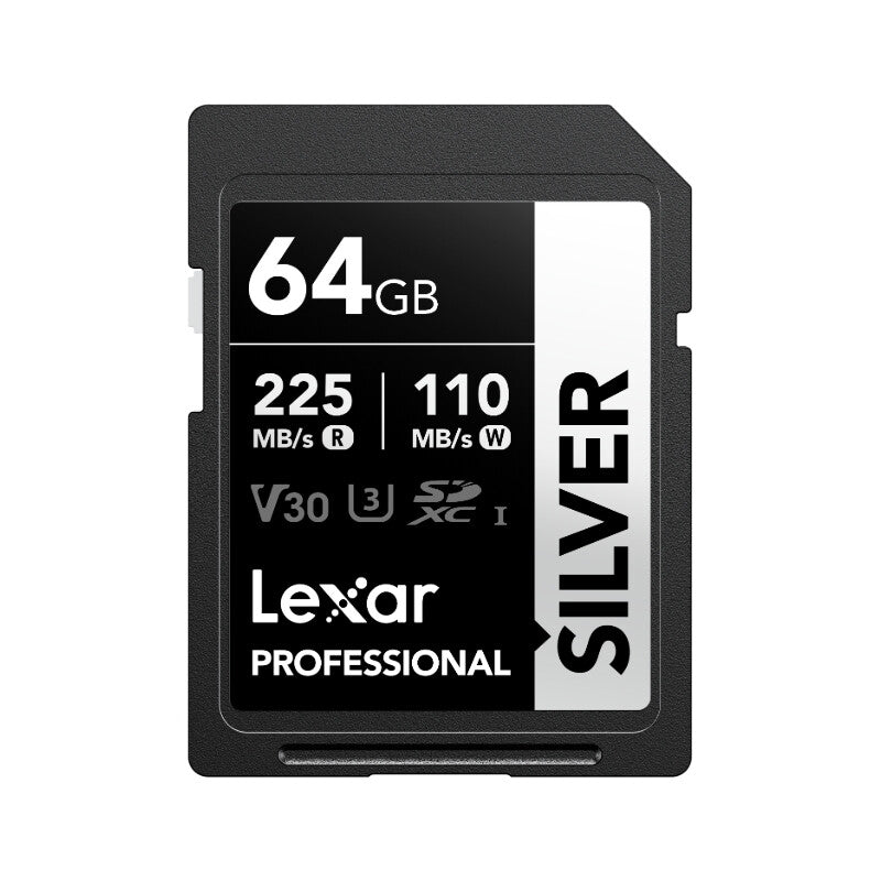 Lexar 64GB Silver SDXC UHS-I Memory Card, Up To 205MB/s Read, 90MB/s Write, Class 10 U3 V30, For Professional Photographers, Videographers, Enthusiasts MegaBDM