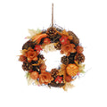 Festive 30Cm Orange Flowers/Pumpkins Autumn Wreath MegaBDM