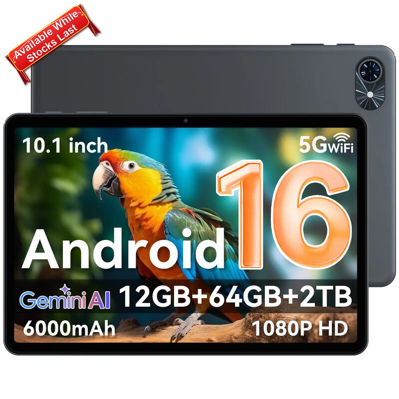 【Selected Deals, Available While Stocks Last! 】TABWEE T80 Tablet Android 16, 10.5 Inch 12GB(4+8) RAM+64GB ROM, 1280 x 800 Pixel, Fast Charging 6000mAh Battery/5G WIFI/Bluetooth 5.0/Gemini AI Tablet MegaBDM